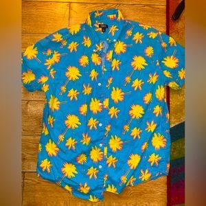 Vntg City Streets Short Sleeve Button Up Shirt Mens Size Large